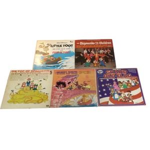 Vintage Children Vinyl Lot of 5 LP Record Chipmunks Chip N Dale Disney 900A